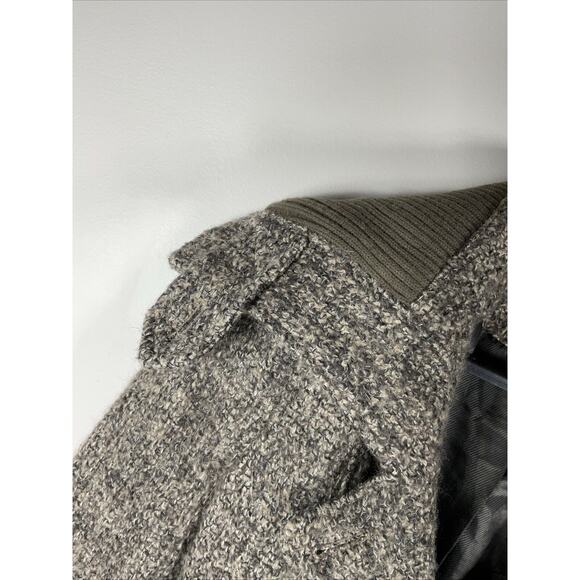 Calvin Klein Women’s Tweed Wool Belted Military Pea Coat size 10 Knit Collar - Picture 7 of 14